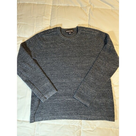 Michael Kors Men’s Large Tight Weave Long Sleeve Pullover Sweater Gray - Picture 1 of 8